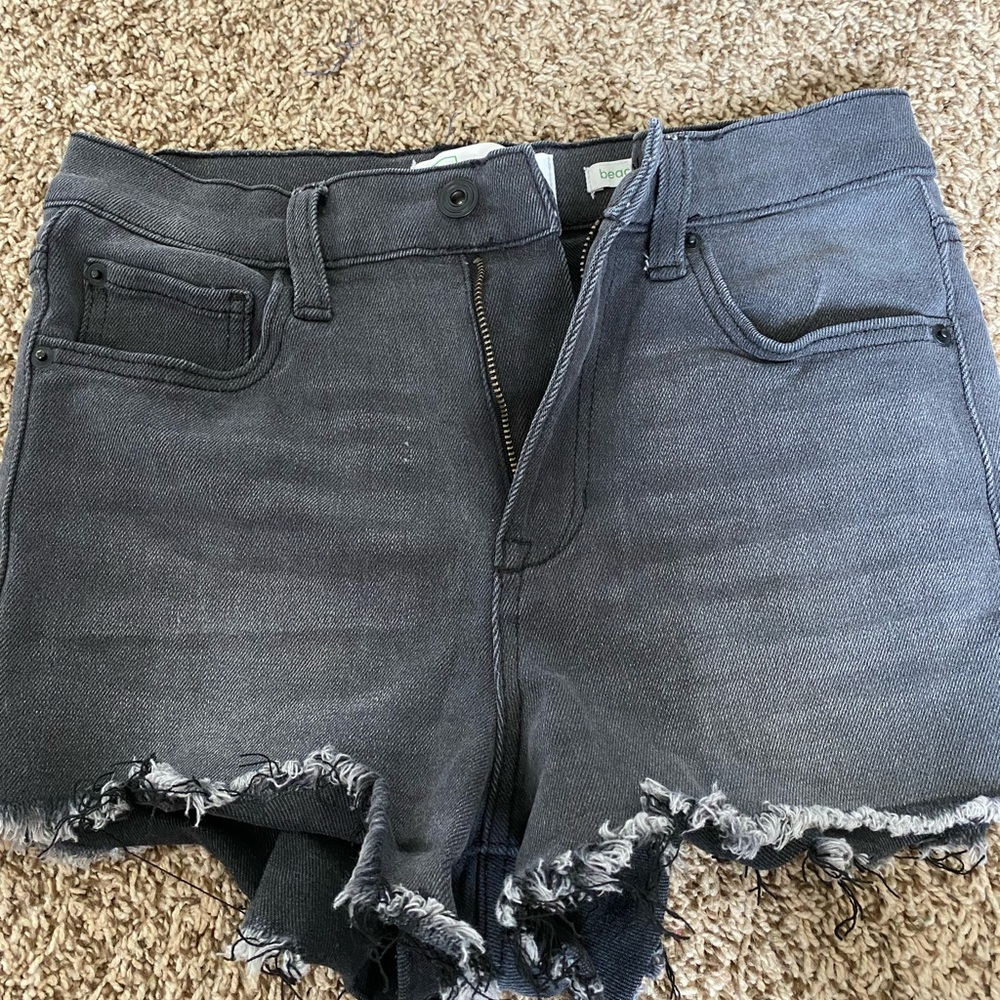 Celebrity Pink Gray Distressed Jean Shorts